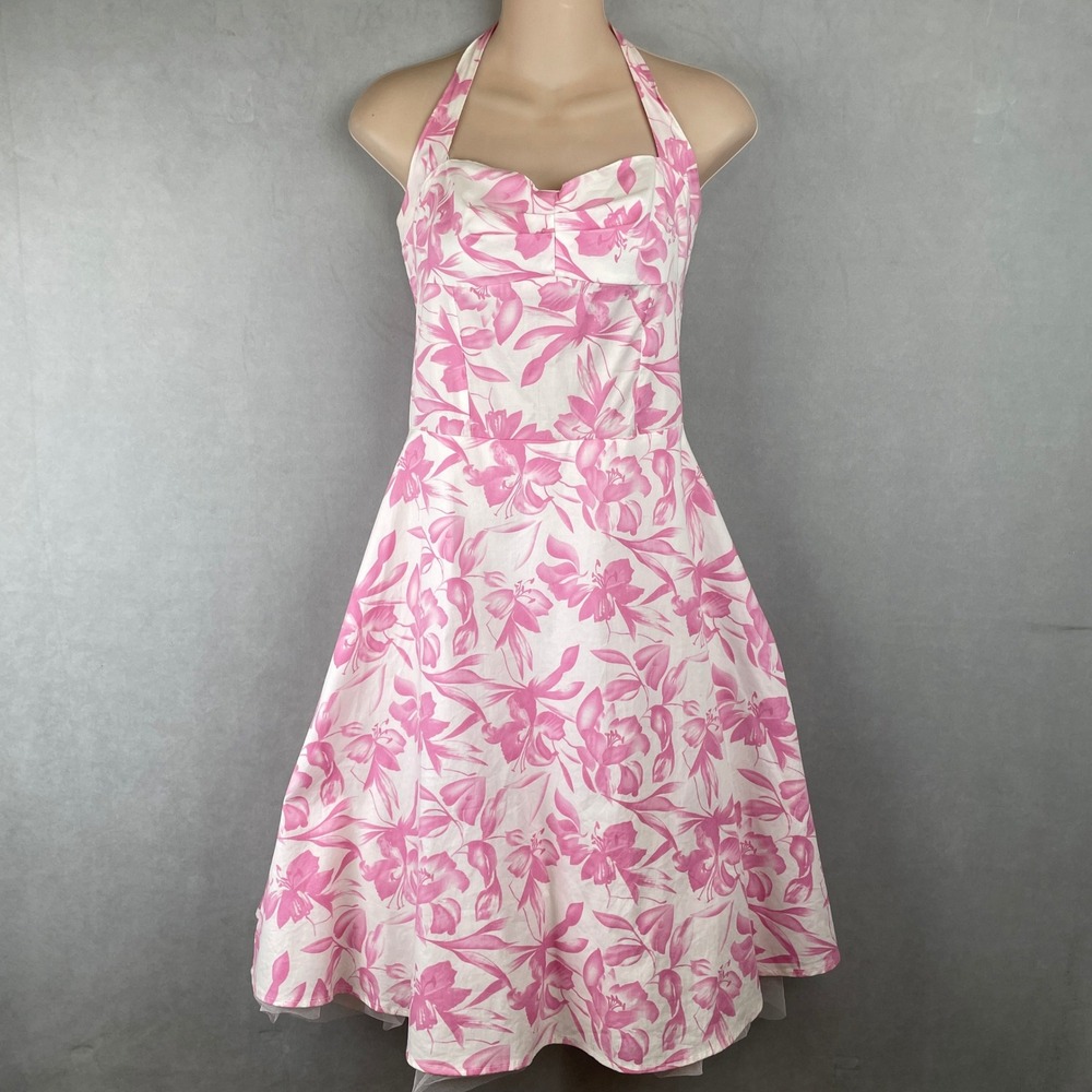 VTG M Collection Pink Floral Halter Dress Fit Flare Tulle Crinoline Sz 11 Canada